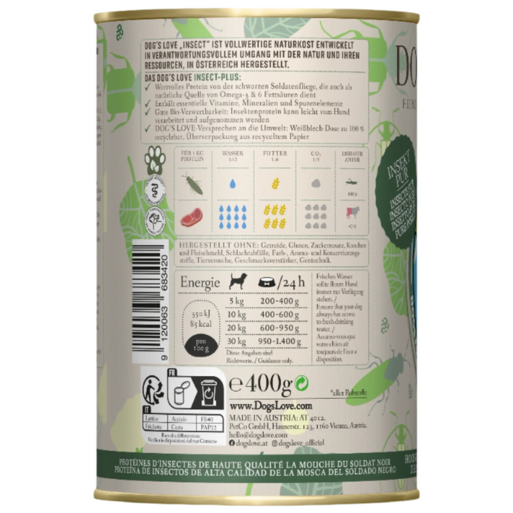 DOG'S LOVE konservai šunims su vabzdžiais (400 g.)