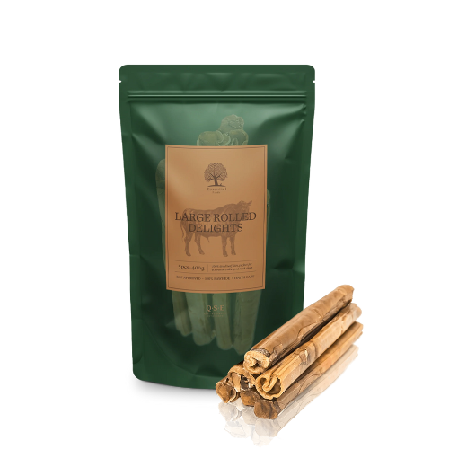 Essential didelės jautienos susuktos odos lazdelės (400 g.)