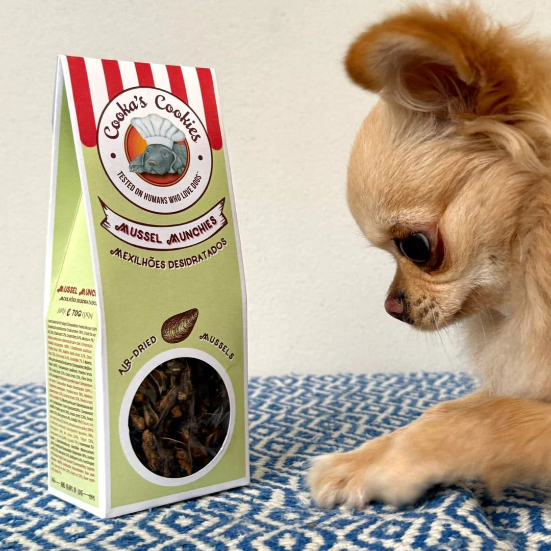 Cooka's Cookies midijų užkandžiai - džiovinti ore skanėstai (70 g.)