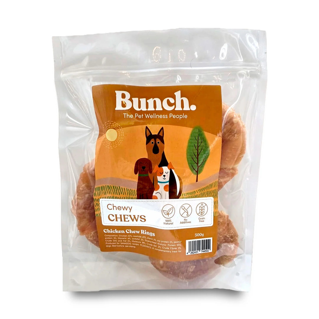 Bunch. jautienos odos ir vištienos kramtukų žiedai (500 g.)