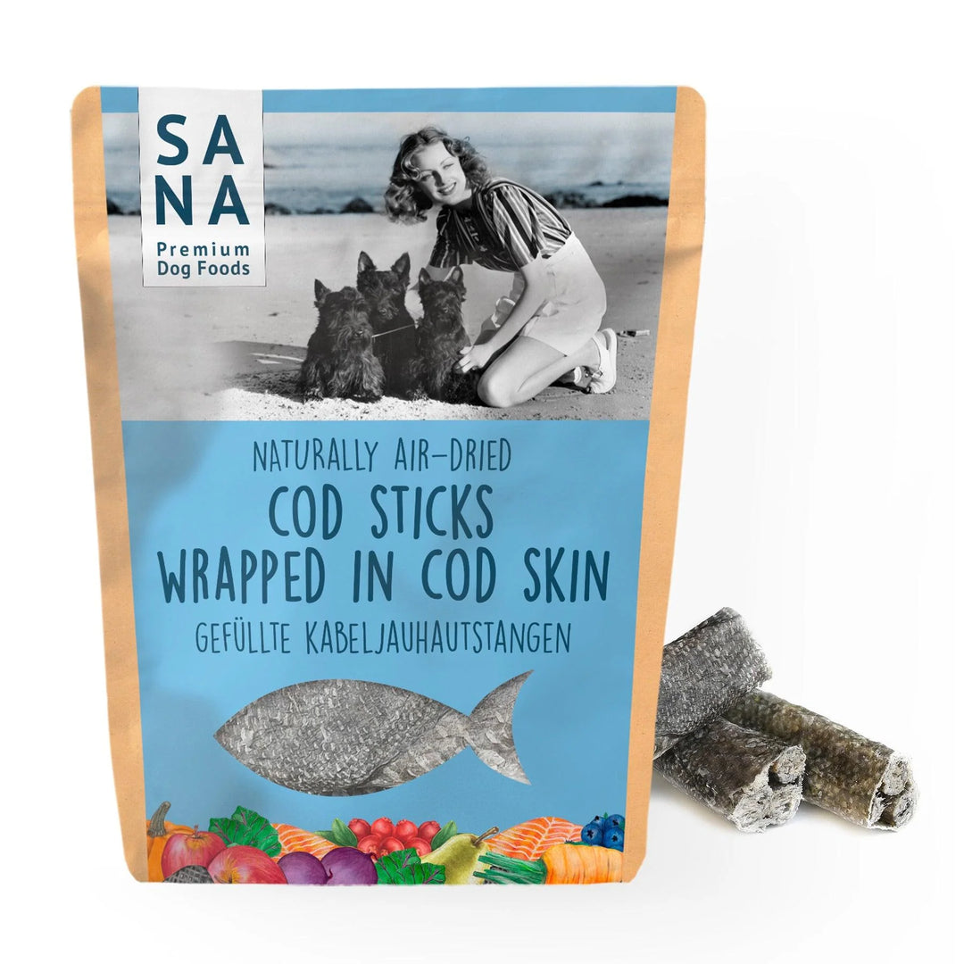 Sana Dog įdaryta menkės odos lazdelė (100 g.)