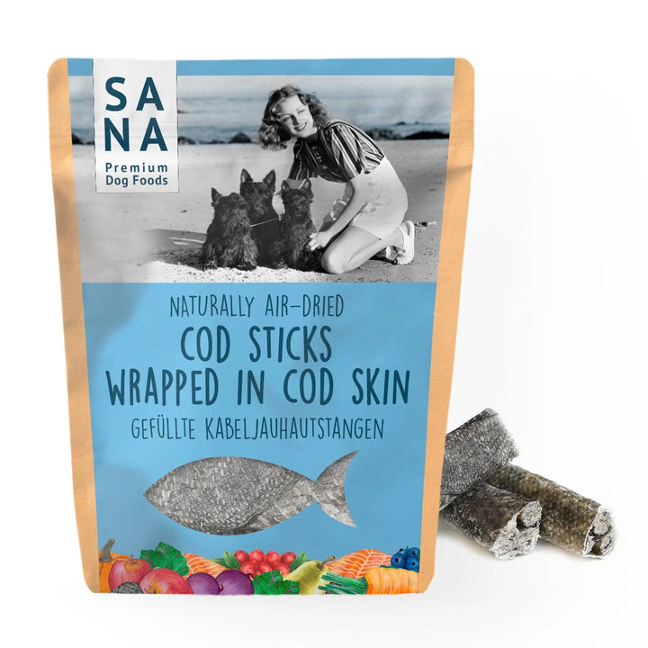 Sana Dog įdaryta menkės odos lazdelė (100 g.)