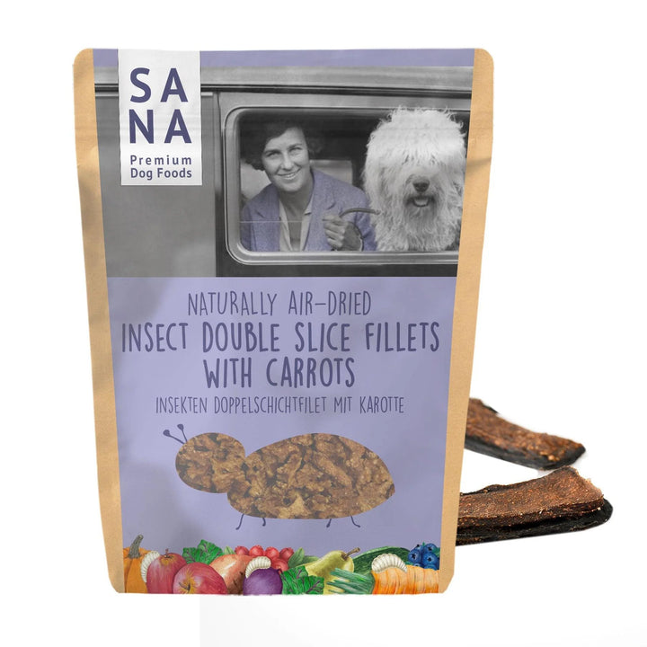 Sana Dog vabzdžių dvigubo sluoksnio filė su morkomis (100 g.)