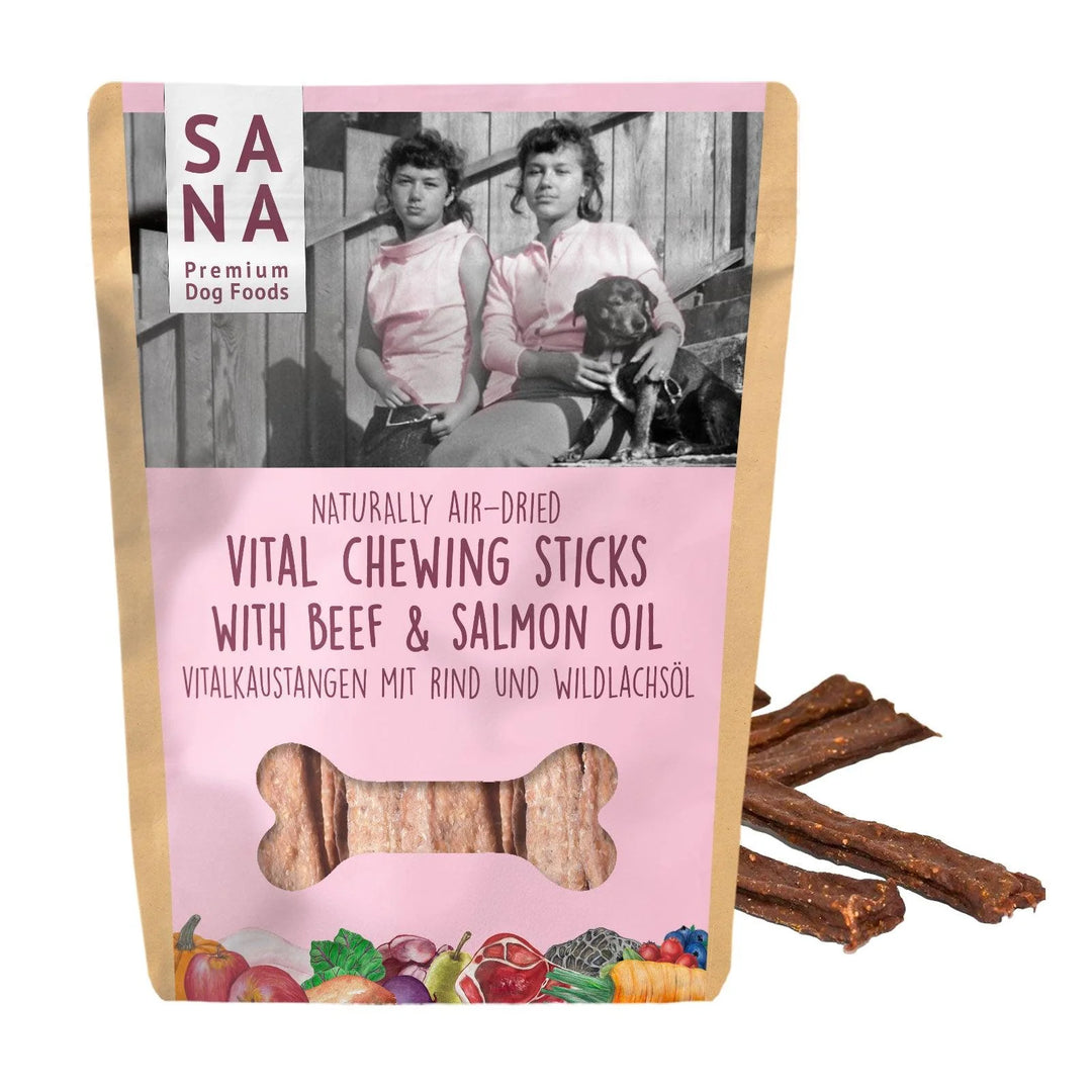 Sana Dog kramtomoji lazdelė su jautiena ir laukinės lašišos aliejumi (150 g.)