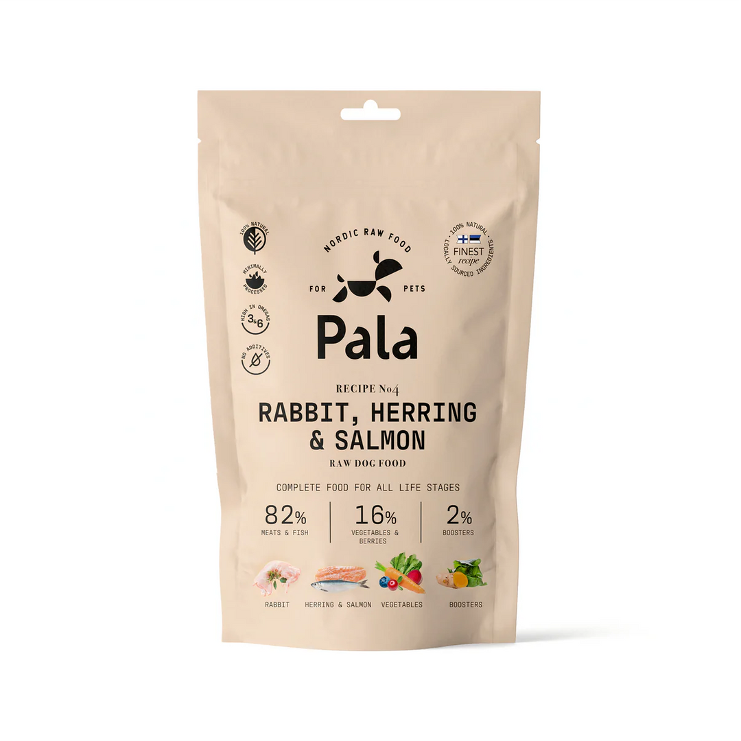 Pala receptas #4 triušis, silkė ir lašiša (100 g.)